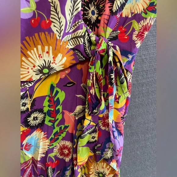 Le Superbe Floral Muse Asymmetric Tie Front Midi Dress NWT Revolve Brand Tropica - Picture 8 of 15